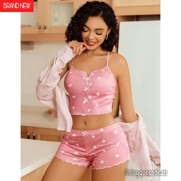 Ribbed Cami Shorts Set, Polyester Spandex Sleepwear, Adjustable Straps - Picture 3 of 7